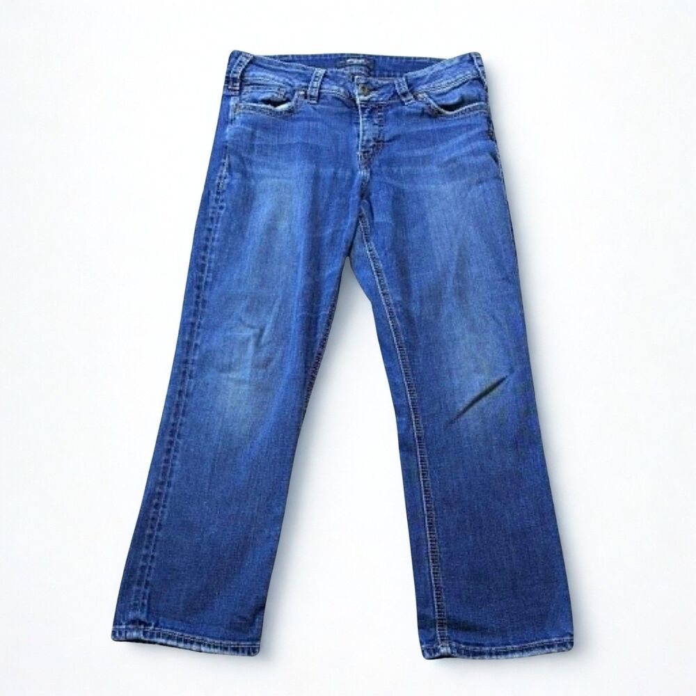 Silver Jeans Elyse Capri Jeans Womens 32x24.5 Medium Wash Stretch Denim